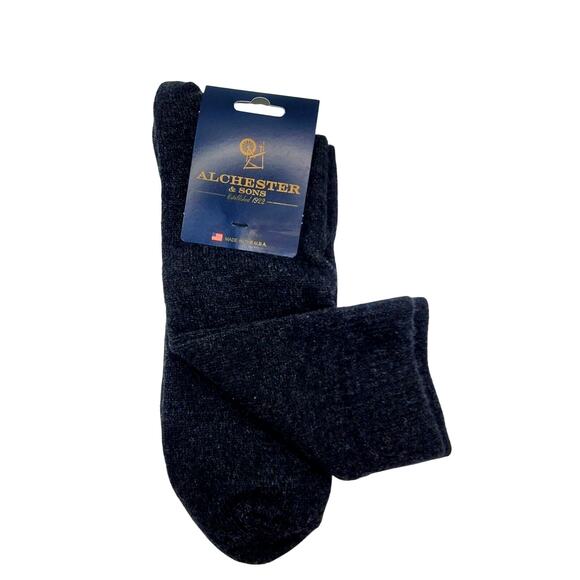 Charcoal Dark Gray 80% Cashmere Socks Mens Sz 8-13 Alchester Pietro Warm Cozy - Picture 1 of 4
